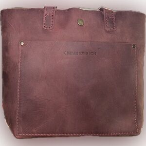 New Merlot Portland Leather Goods Mini Snap Closure Crossbody Tote Bag